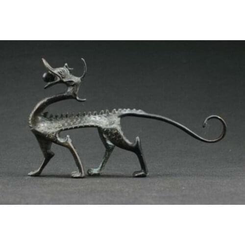 Collectibles Handcrafted Old Copper Carving Dragon Statue