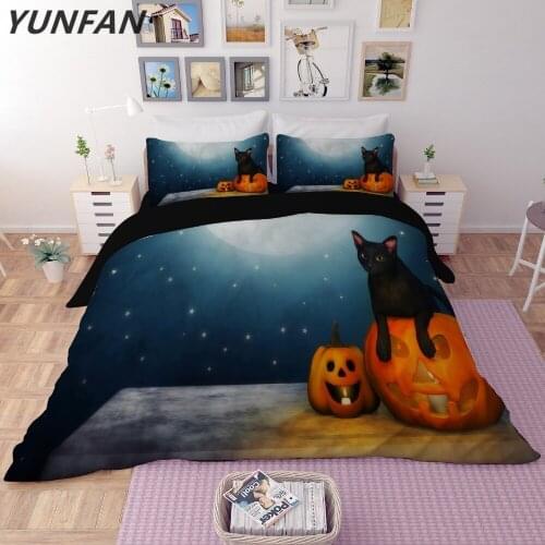 Night sky Pumpkin lantern new style Halloween bedding Sets 3pcs bedclothes duvet cover quilt cover pillow cases Best-selling