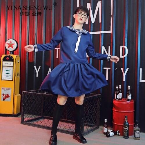 Summer Sexy Japanese Long Sleeve Sailor Suit School JK Uniform Students Boy Clothes Skirts Man Anime Halloween Cosplay Costumes