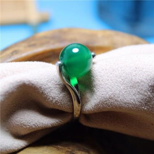 Liemjee Green Agate Transfer Beads Ring Personality Fashion Punk Party Jewelry For Women Feature Namour Charm Gift All Seasons