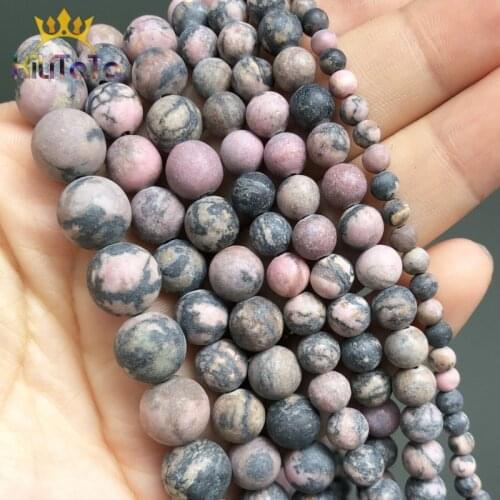 Natural Stone Beads Dull Polish Matte Rhodonite Beads For Jewelry Making DIY Bracelet Ear Studs Accessories 15'' 4/6/8/10mm