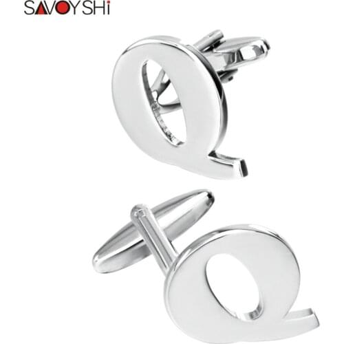 SAVOYSHI Fashion Silver Plated Letter Q Cufflinks For Mens Shirt Accessories High Quality Brand Cuff links Business Gift Jewelry