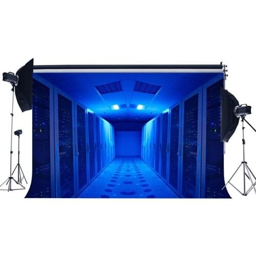 Monitoring Room Backdrop Blue Shining Lights Locker Shabby Marble Floor Creative Wallpaper Photography Background Kids Adults