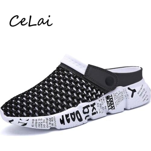 CeLai Big Size 39-46 Sandals Men Summer Breathable Air Mesh Male Lighted Slippers Outdoor Beach Men Shoes Casual Slippers A-032