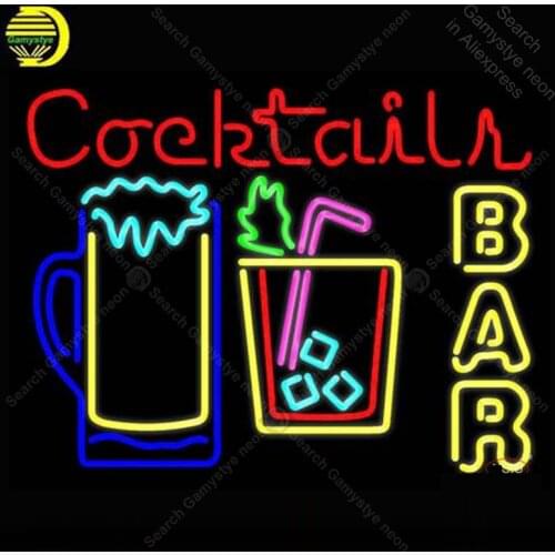 NEON SIGN For Cocktails Bar Open GLASS BEER BAR PUB Store display Restaurant indoor Signs Handcrafted Night neon signs for sale