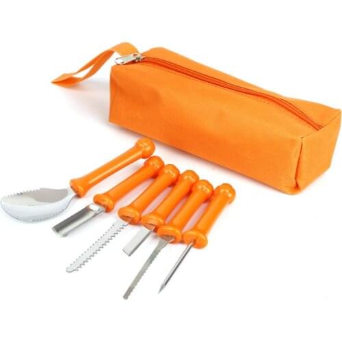 2020 New 7Pcs Stainless Steel Professional Pumpkin Carving Tool Kit Easily Carve Sculpt Halloween Tools Supplies