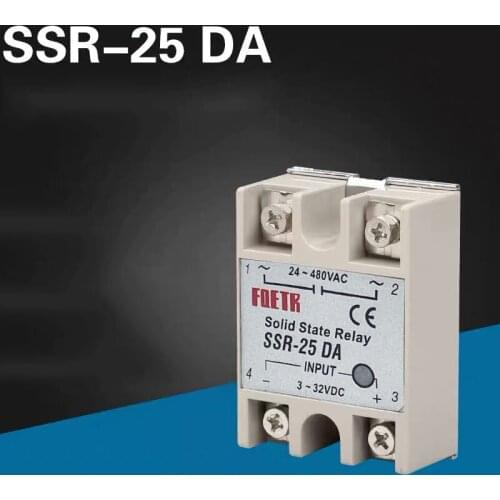 1PCS SSR -40DA/25DA/ 10DA DC Control AC SSR White Shell Single Phase Solid State Relay Without Plastic Cover