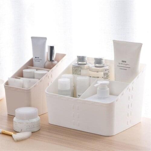 Plastic Cosmetic Box Home Office Desktop Multi-grid Sundries Storage Box Nordic Chic Apricot Bathroom Toothbrush Holder Case
