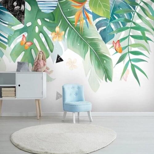 Milofi custom Nordic tropical plant leaves large TV background wallpaper mural