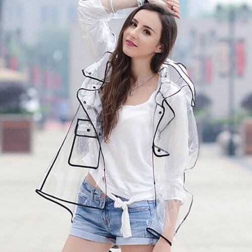 New Fashion Womens Transparent Thicken Plastic Raincoat Travel Waterproof Rainwear Adult Poncho Outdoor Rain Coat