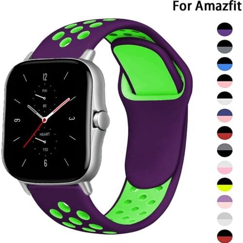 20mm/22mm Silicone band For Amazfit GTS/2/2e/GTS2 Mini/GTR 42mm/47mm/GTR2/2e/stratos 2/3 correa Watch Bracelet Amazfit bip strap