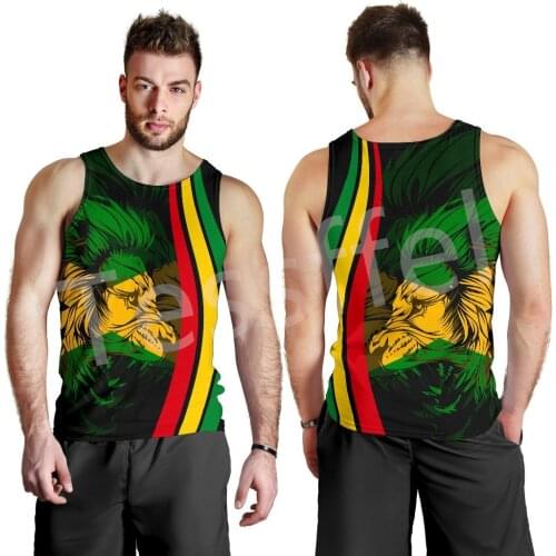 Tessffel NewFashion Country Flag Jamaica Lion Emblem Retro 3DPrint Men/Women Summer Harajuku Vest Casual Sleeveless TankTop No.2