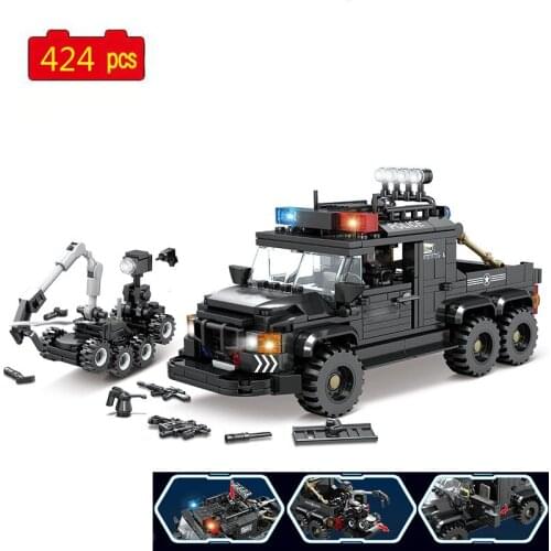 Military Series WWII Multifunctional Obstacle Removal Vehicle Weapon Accessories Building Blocks Bricks Toys Gifts