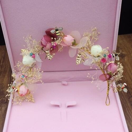 Handmade Flying Bee Vine Bridal Tiara Headbands Bride Crown Women Chaplet Hair Ornaments Wedding Hair Jewelry Accessories