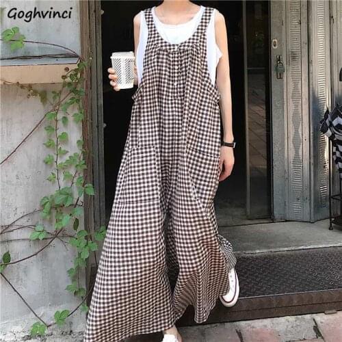 Jumpsuits Women Loose BF Designer Single-breasted Plaid Trousers Female Fashion Ins Korean Style All-match Chic Bottoms Harajuku