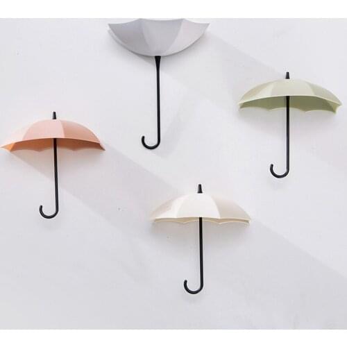 3pcs/set Cute Umbrella Wall Mount Key Holder Wall Hook Hanger Organizer Durable Wall hooks for charms
