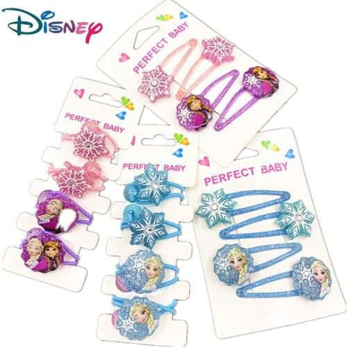 4-6pcs Disney Cartoon Frozen Mickey Children Hair Rope Girl Birthday Gift Headwear Elsa Doll Head Circle Cosmetic Rubber Band