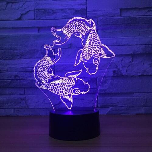 Lovely Fish Model Acrylic LED 3D Night light USB 7 Color With Remote 3D Lamp Animal Desk Table Lamp Creative Toy Gift