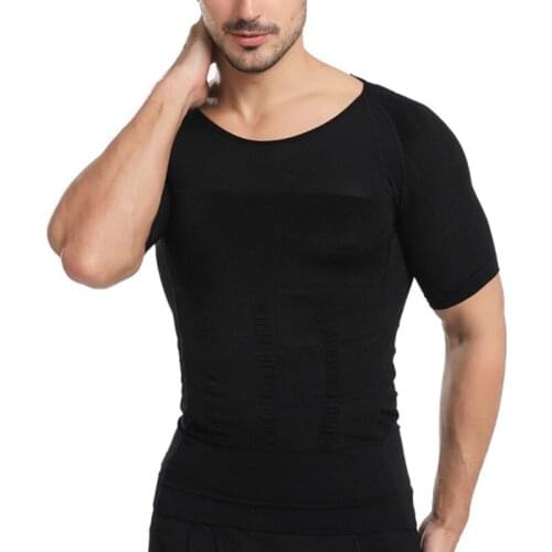 Seamless Mens Slimming Shapewear Body Toning Compression Short Sleeve T Shirt For Men Body Shaping Underwear Abdomen Control Top