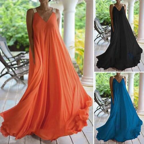 Blackless Spaghetti Strap Dress Women Sexy Casual Sleeveless Halter Holiday Dress Summer Fashion Femal Plus Size Maxi Dress Robe