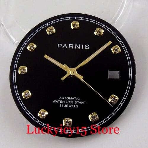 PARNIS 28.8MM Watch Dial Gold Diamond Index fit MIYOTA 8215 921A 9205 MINGZHU 2813 Hand Set