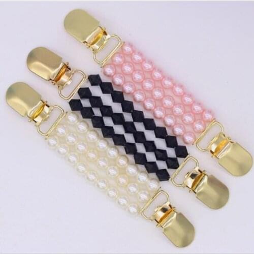 1Pcs Rhinestone Pearl Decorative Buttons Duck Clips Shawl Blouse Bead Buckles Flexible Sweater Cardigan Collar Clothing Decor