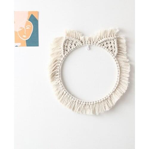 Home Decor Macrame Mirror Tapestry Handmade Tapestry Makeup Mirror Compact Bohemia Home Bedroom Porch Decorative Wall Mirror