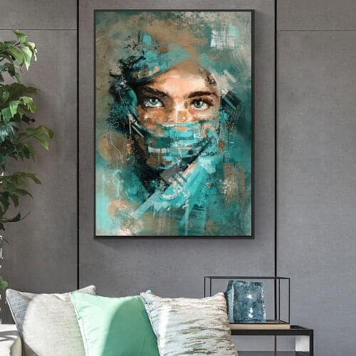 Graffiti African Masked Girl Wall Art Canvas Poster And Prints Woman Portrait Street Art Picture Living Room Home Decor No Frame