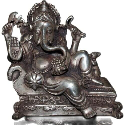 Chinese old craft Seiko made Tibetan Ginza elephant trunk god of wealth statue