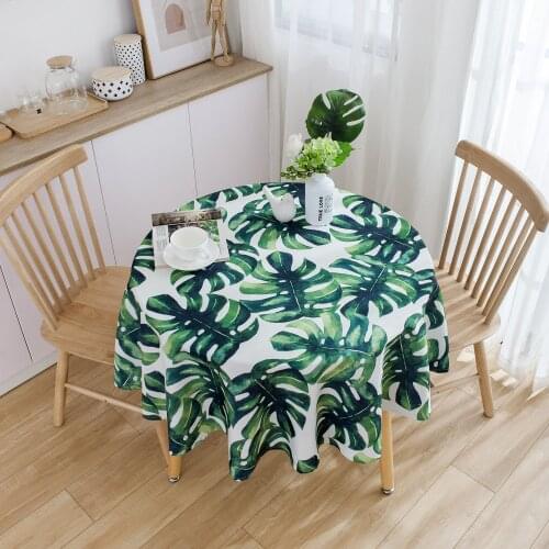 Round Waterproof Garden Green Tablecloth Table Cloth Living Room Tea Table Restaurant Cover Cloth Art Turtle Back Bamboo Plant