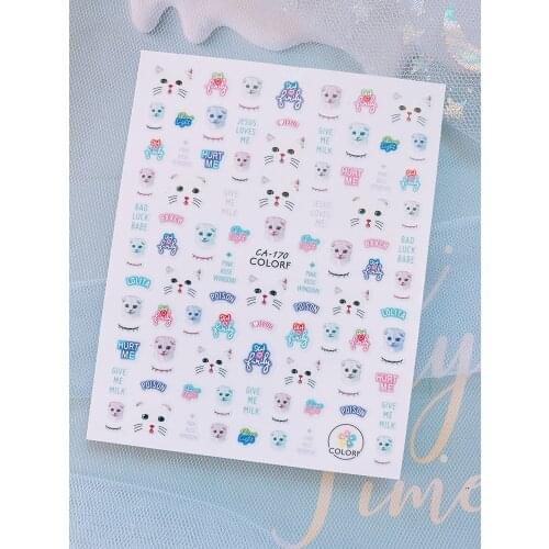 Anime Cartoon Cat Nail Stickers Nail Design 2021 Nails Art Accessories Decoration Manicure Sliders Cute Korean Sticker Decals