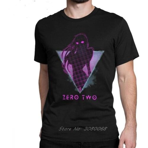 Zero Two T-Shirt Future 80s Anime Darling In The Franxx Men T Shirts Mans Tops Casual O Neck Purified Cotton Tees