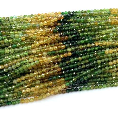 Veemake Yellow Green Tourmaline DIY Necklace Bracelets Earrings Natural Charm Gemstone Crystal Jewelry Faceted Round Beads 06559