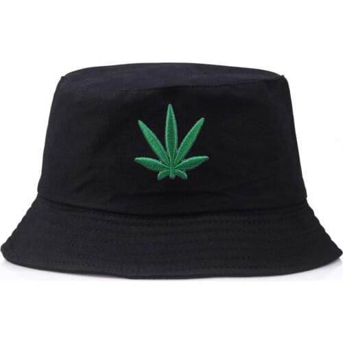 Maple Leaf Embroidery Hip Hop Girls Bucket Hats Women Men Summer Beach Fishermans Hat Fashion Sun Black Panama Fishing Cap 2021