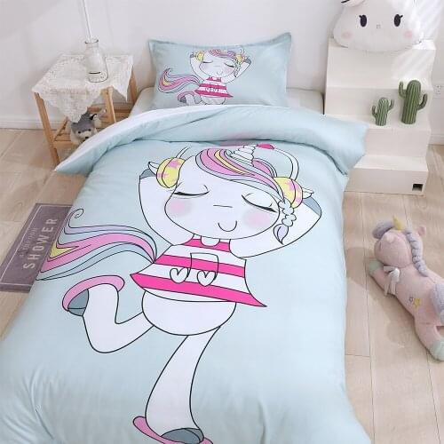 Cartoon Pony Pattern Childrens Bedroom Duvet Cover (including Pillowcase)single/double/queen Kawaii Bedding For Boys And Girls
