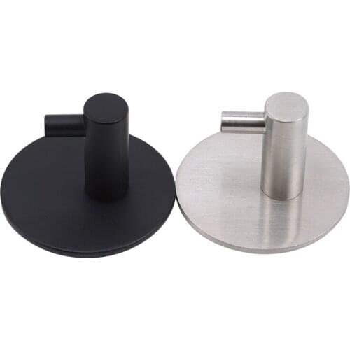 Strong Heavy Duty Adhesive Hooks Black Brushed 304 Stainless Steel Hook For Clothes Key Bedroom Bathroom Hanger Hook Holder