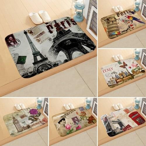 Doormat Anti-slip Retro Tower Absorb Water Bath Mat Bathroom Home Kitchen Bedroon Floor Mat Entrance 40*60cm DD-0121