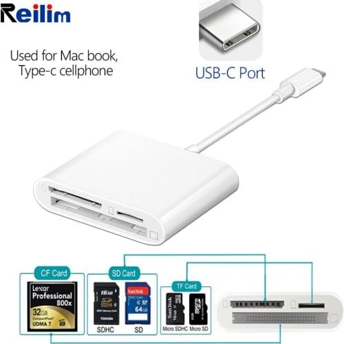 Reilim OTG Type c adapter 3 in 1 Digital camera kit photo CF TF card reader tablet connector Memory splitter for USB-C Micbook