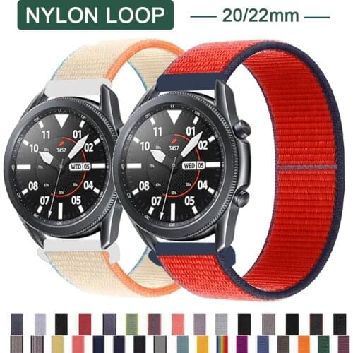 20/22mm watch strap For samsung Galaxy watch 3/active 2 band Gear s3 Frontier Nylon loop bracelet huawei watch gt 2-2e-pro strap