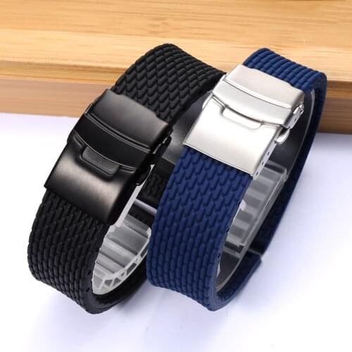 Common Used 18 20 22 24mm Durable Silicone Rubber Watchband Blue Black Brown Strap For Citizen Luminox Watch Free tools Stock
