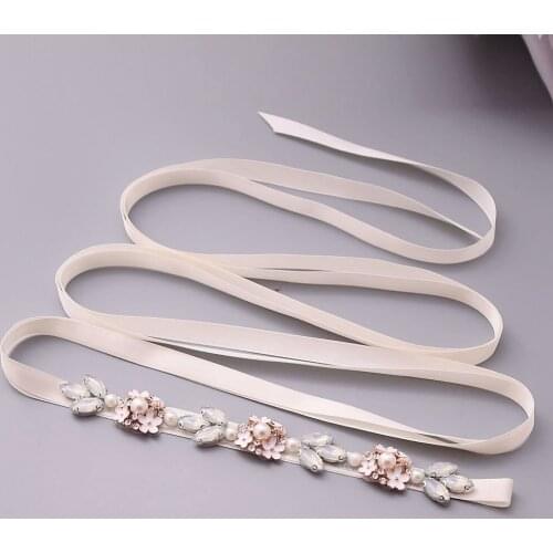 ZMS457 Fine Milk Rhinestone Bride Belt Wedding Party Prom Ladies Dress Accessories Female Decoration Girlfriend Luxurious Sash