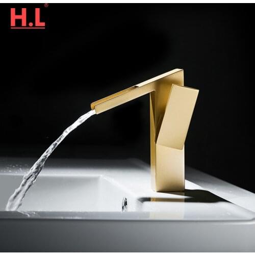 Bathroom Faucet Brushed Gold Bathroom Basin Faucet Cold And Hot Brass Water Mixer Sink Tap Single Handle Bathroom Tap
