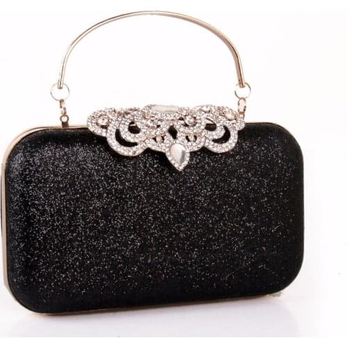 DAIWEI New Womens Fashion PU/Leather Formal Event/Party Wedding Evening Bag/Handbag/Clutch Glitte Crystals BLACK GOLD SILVER