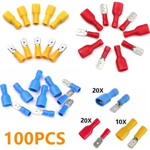 100pcs Heat Shrink Wire Connectors Insulated Spade Crimp Terminal Female Male Connector Marine Automotive Butt Splice Terminals