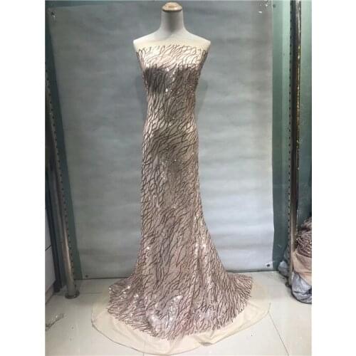 Green New French Lace Fabric High Quality Nigeria Sequins Tulle Leaf Baby Pink African Sequins Net Mesh Women Dress champagne