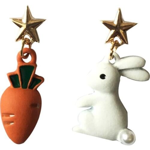 10 pair / lot fashion jewelry accessories painted metal star carrot rabbit earrings for women 2020