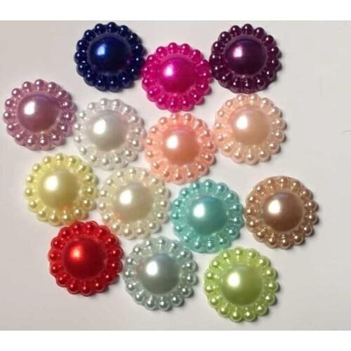 200 PCS 12mm Mix Half Acrylic sunflower Pearls Gems Craft Decoration DIY Laptop Scrapbook Wedding Applique Ornaments