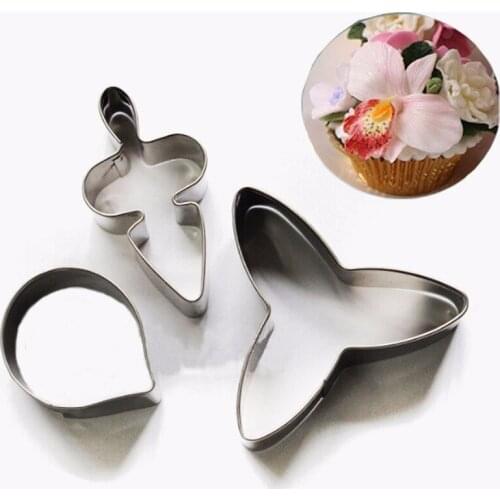 3pcs Stainless Steel Orchid Petal Cake Decor Mold Fondant Cookie Biscuit Cutters Pastry Baking Mould Cutter DIY Gift