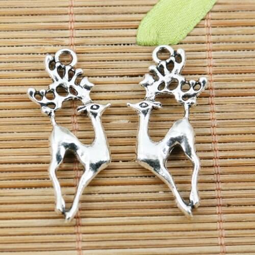 30pcs tibetan silver color 2sided deer design charms EF2266