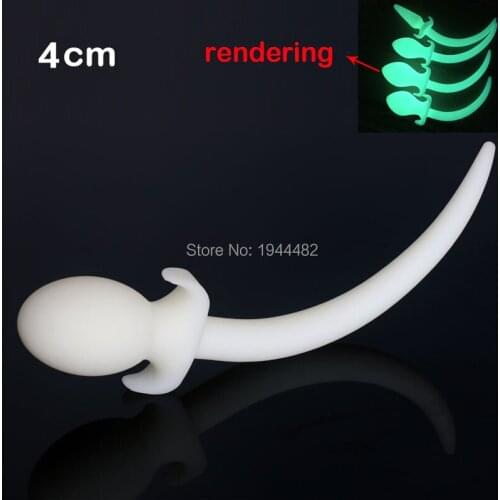 4cm Handmade Luminous Silicone Dog Slave Tails Anal Plug Butt Plug For Anal Sex Toys Role Play Sex Products For Couple